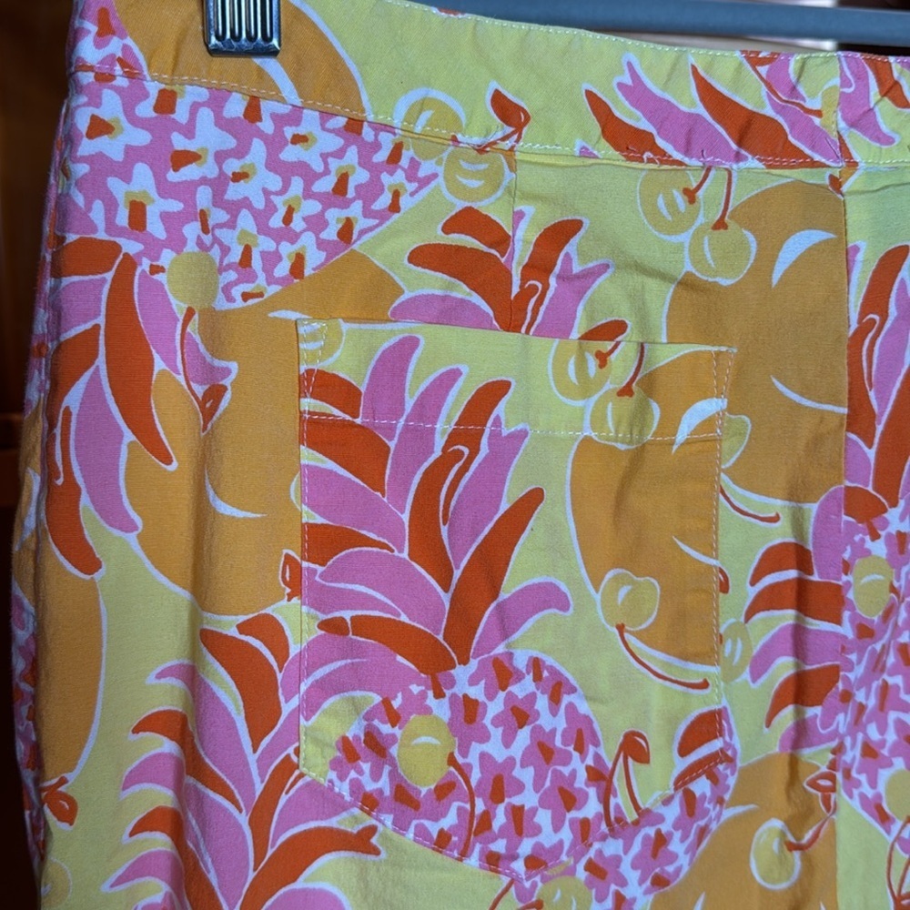 Vintage Lilly Pulitzer Tropical Fruit Print Capri Pants Size 8 Pink Yellow Rare - Picture 8 of 11